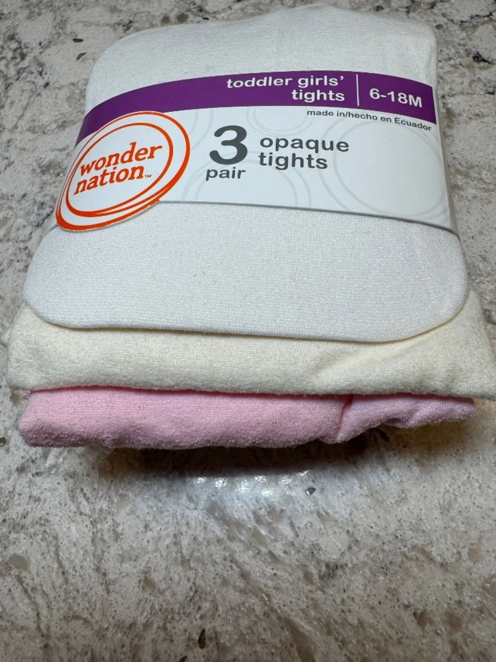 NWOT - Wonder Nation Toddlers girl's tights 3 pack opaque tights 6-18 months